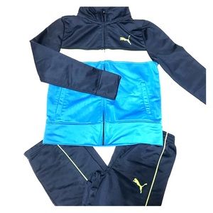 Boys Puma Track Suit!! Navy/Blue/Lime Green